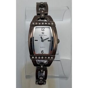 Bella & Rose Ladies Gem Fashion Quartz Watch 19mm Rectangle Silver Tone Bracelet